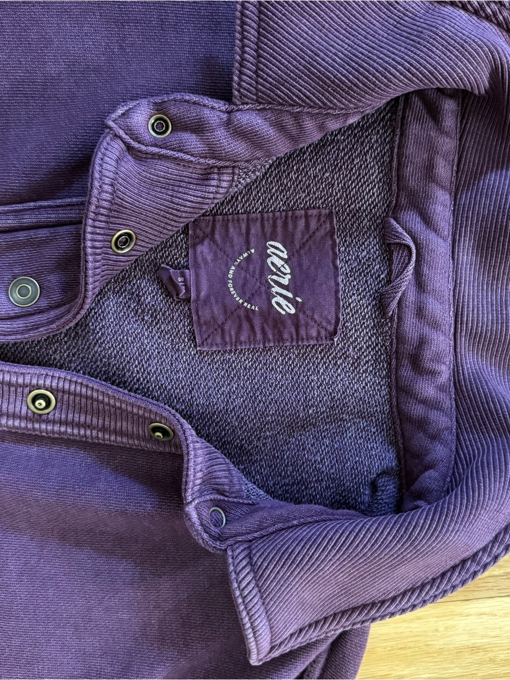 aerie Deep Purple Snap-Front Sweatshirt & sweatpant - Picture 4 of 7